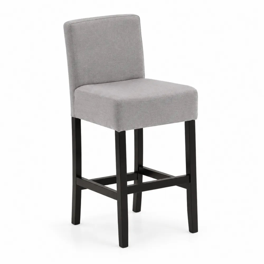 Sgabello in Tessuto Grigio con Gambe in Legno