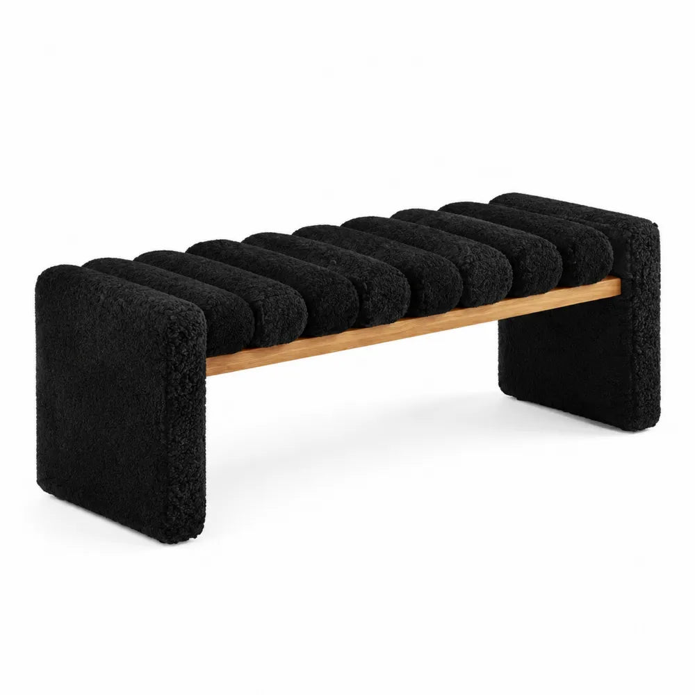 Panca in legno con rivestimento in boucl¨¦
