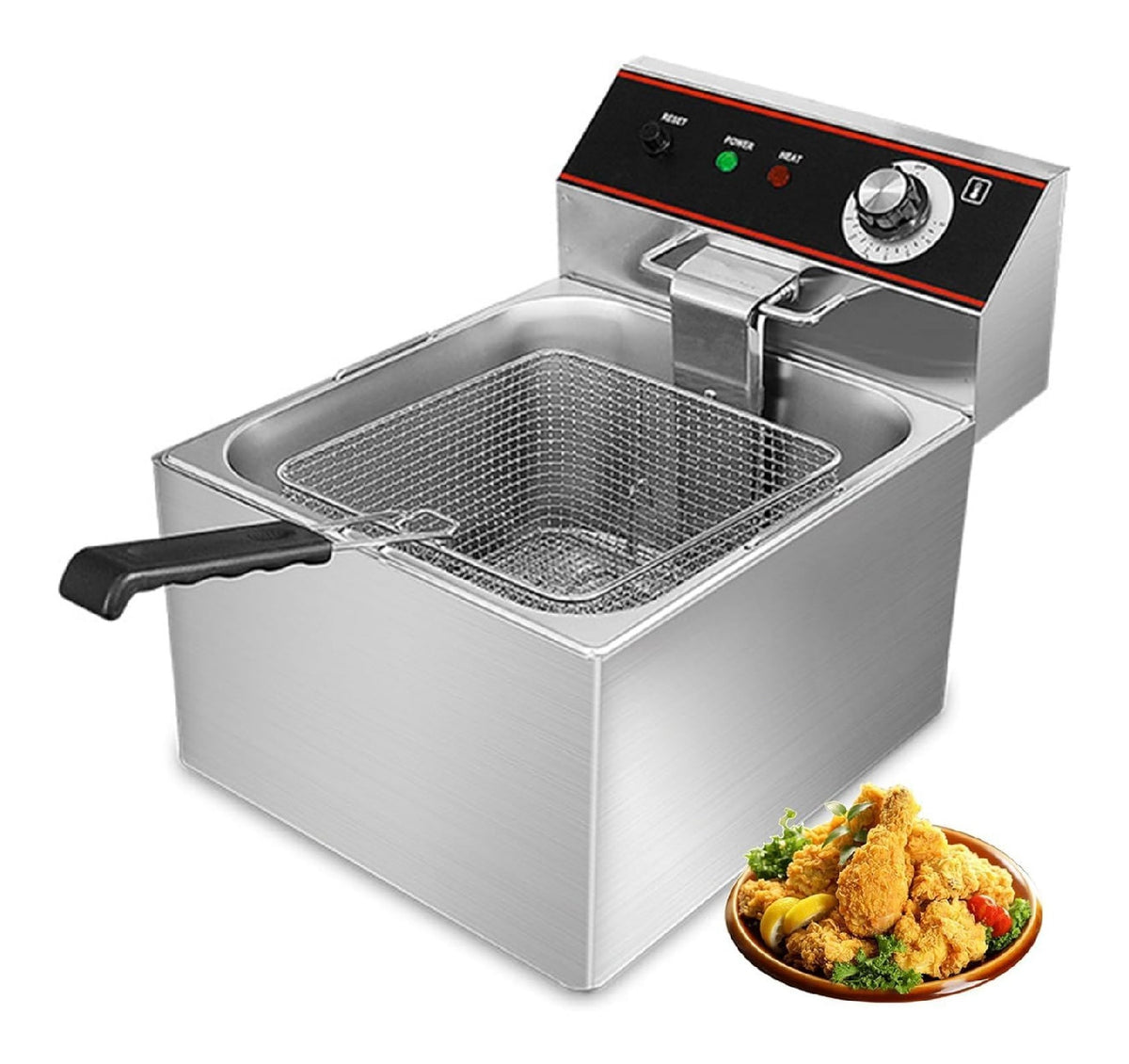 Friggitrice elettrica 8 L in acciaio inox argento