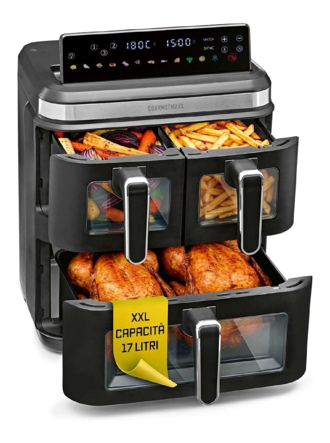 Friggitrice ad aria con comandi touch con timer oro