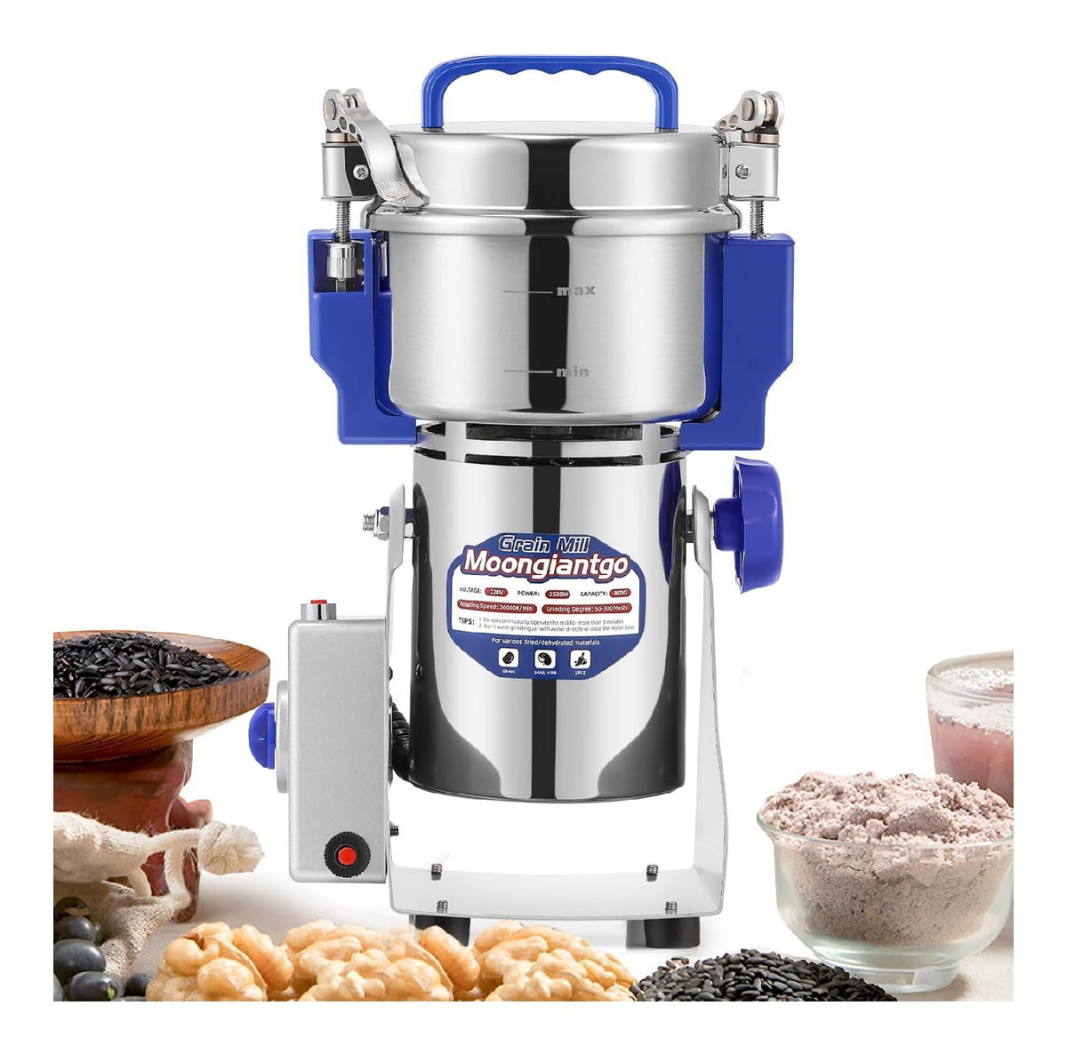 Digitale mulino elettrico per cereali in acciaio inox oro