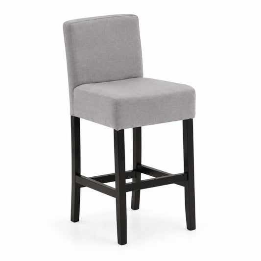 Sgabello in Tessuto Grigio con Gambe in Legno