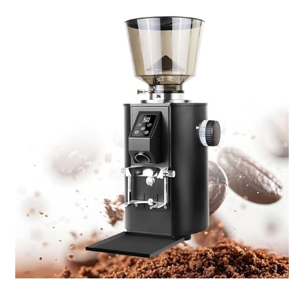 Macinacaffe elettrico con comandi touch funzionamento automatico argento