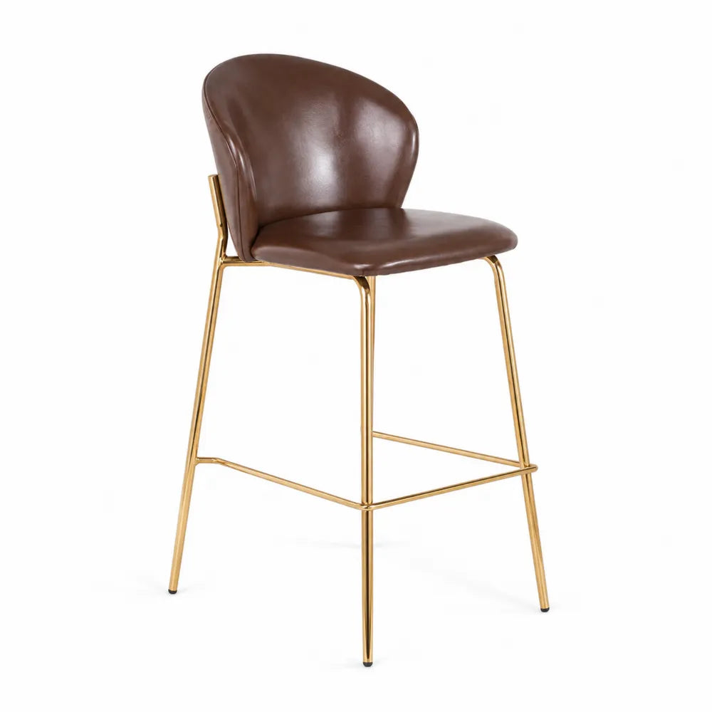 Sgabello in pelle e metallo