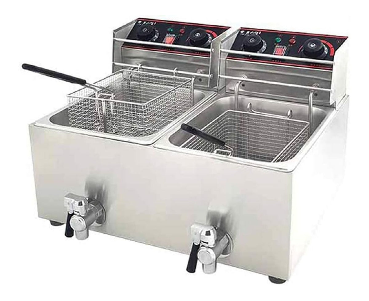 Friggitrice da cucina Cestello friggitrice, friggitrice commerciale friggitrice elettrica doppio cilindro ros