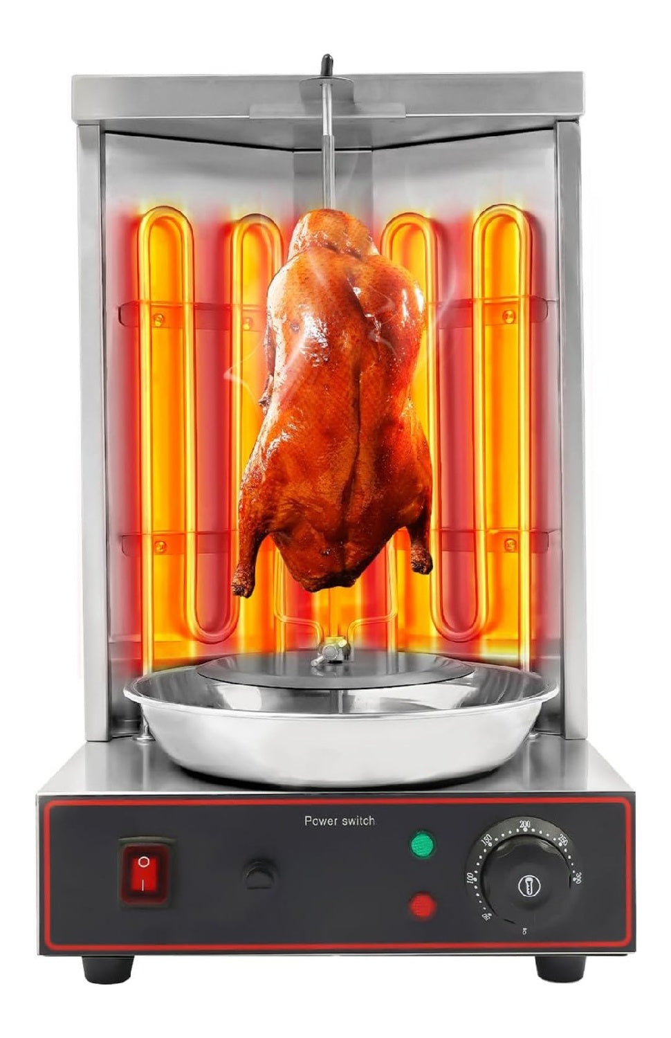 Griglia elettrica per doner, piedi, funzionamento automatico in acciaio inox argento