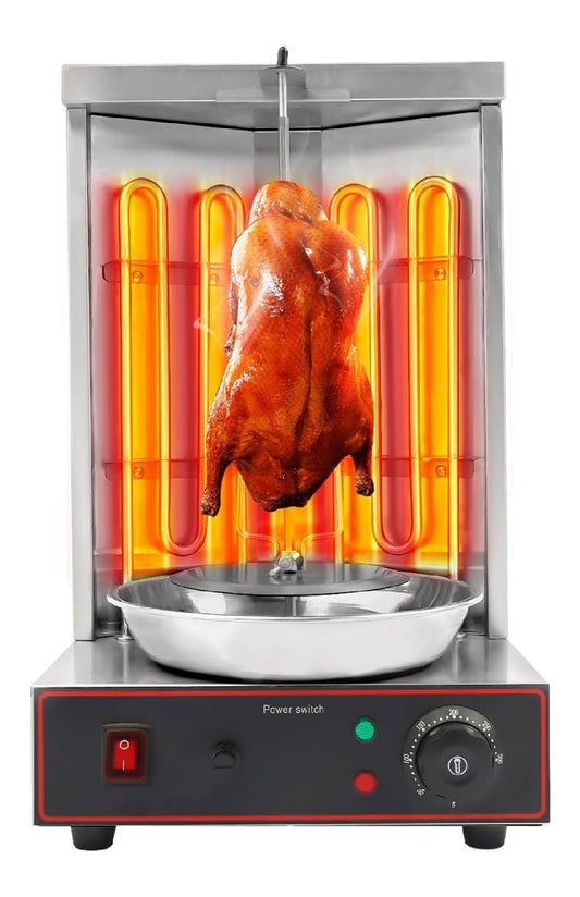 Griglia elettrica per doner, piedi, funzionamento automatico in acciaio inox argento