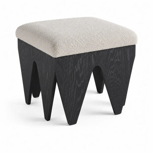 Sgabello Quadrato in Legno e Tessuto Nero