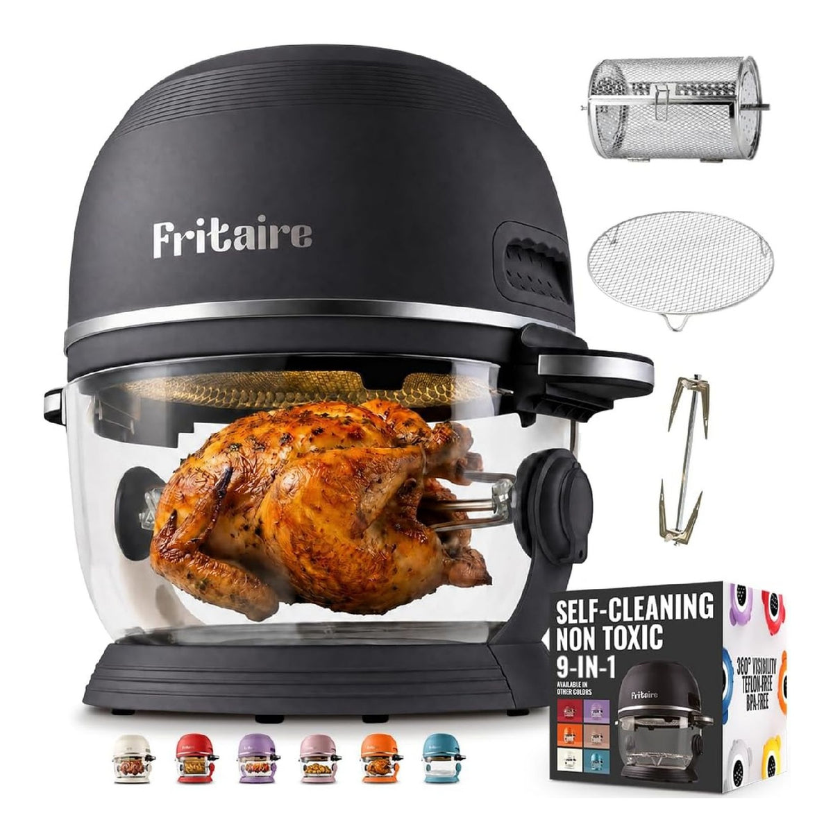 Friggitrice ad aria con comandi touch nero Fritaire Friggitrice aria nera