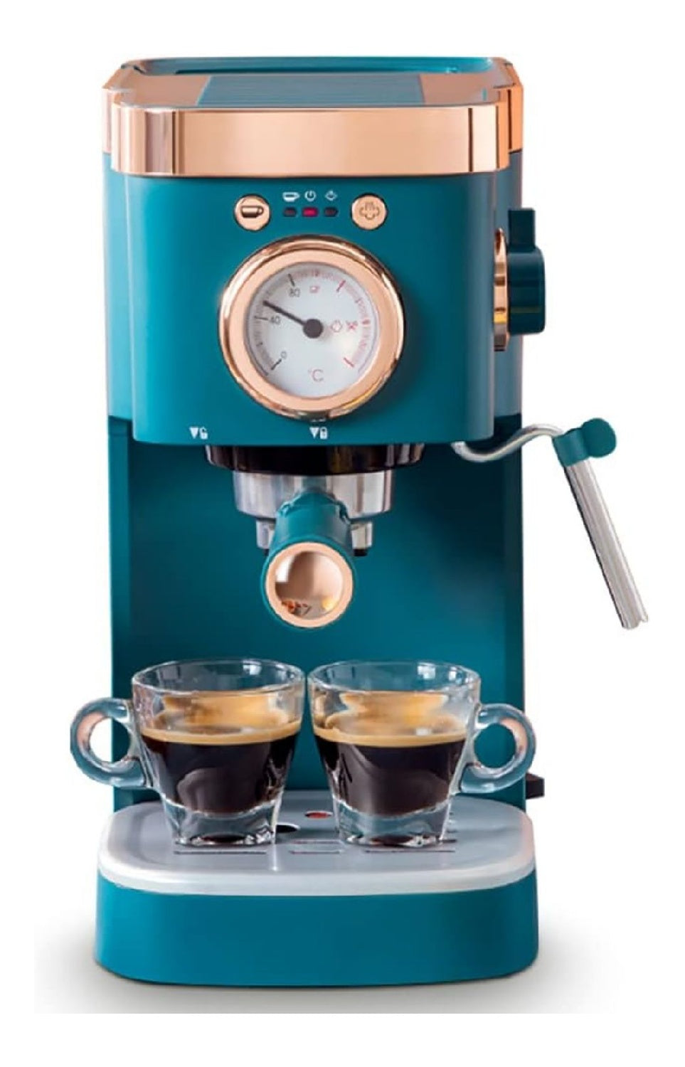 Macchina per caffe Espresso retro, con comandi touch funzionamento automatico blu