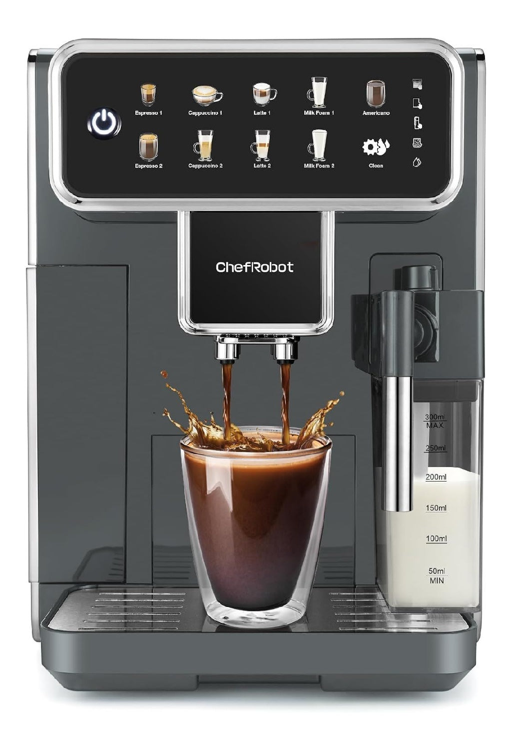 Chef Robot Macchina per caffe con comandi touch funzionamento automatico grigio
