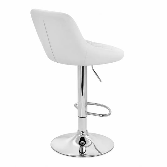 Sgabello da bar in pelle PU bianco con base in acciaio cromato