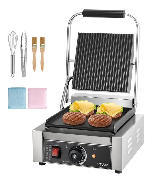 Griglia Elettrica per Panini 1800W, in acciaio inox argento