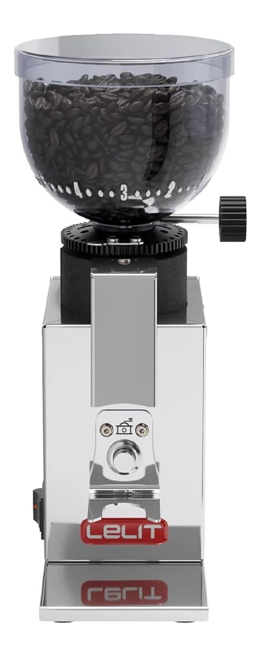 Macinacaffe elettrico in acciaio inox con macinacaffe nero