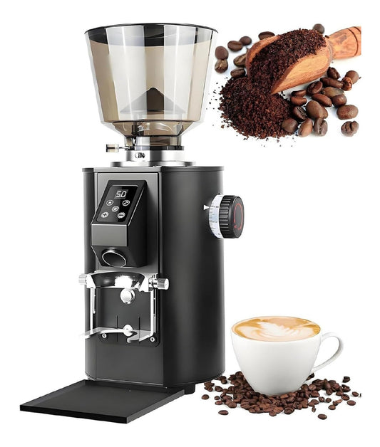 Con comandi touch macinacaffe elettrico in acciaio inox nero