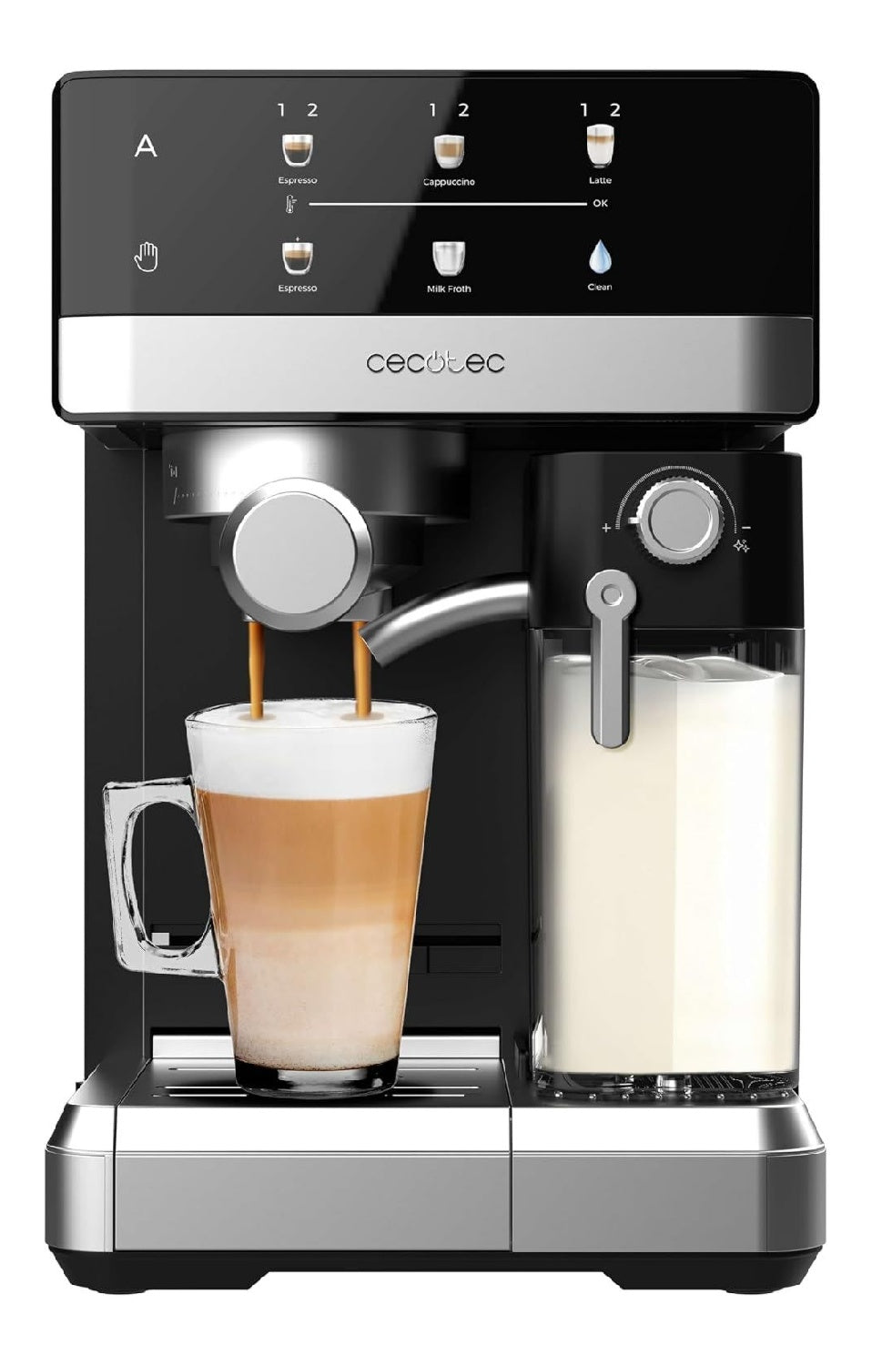 Macchina espresso 1.8 L con comandi touch argento