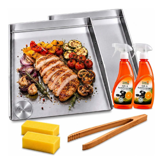 Set piastre con bordo per in acciaio inox componenti lavabili argento
