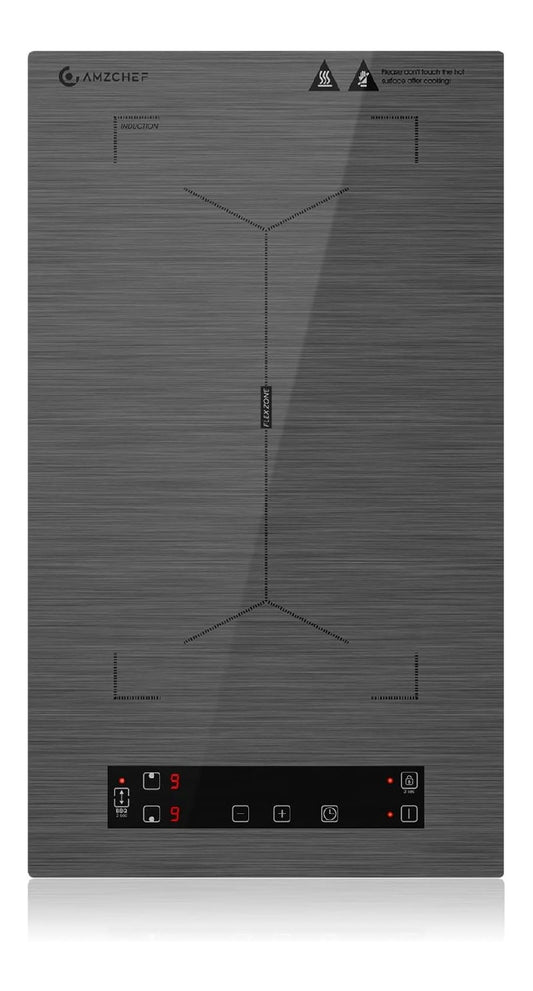 Piastra a induzione con timer in acciaio inox grigio