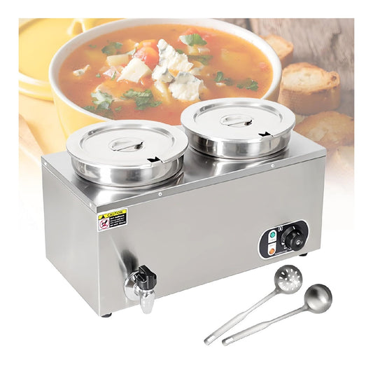 Scalda-zuppe Elettrico Professionale con Coperchio funzionamento automatico funzione vapore argento