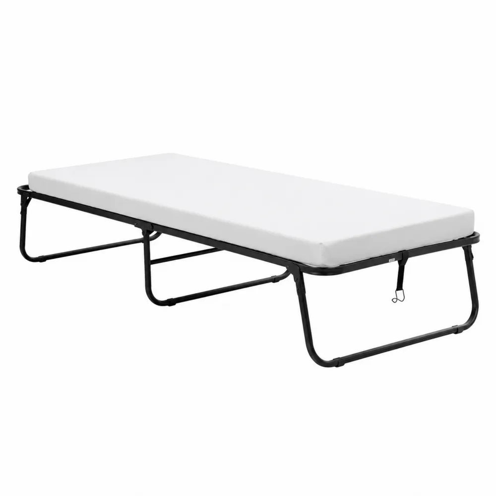 Letto pieghevole singolo in metallo con materasso
