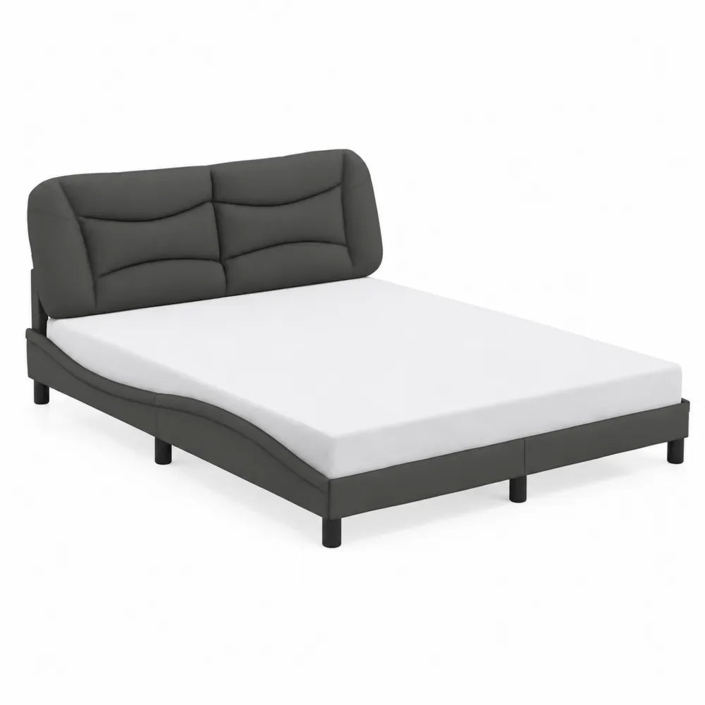 Letto matrimoniale con testiera imbottita in ecopelle nera 200x160
