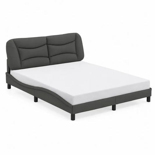 Letto matrimoniale con testiera imbottita in ecopelle nera 200x160